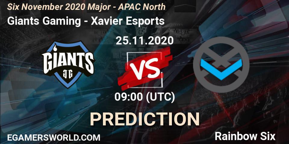 Giants Gaming - Xavier Esports: Maç tahminleri. 25.11.2020 at 12:30, Rainbow Six, Six November 2020 Major - APAC North