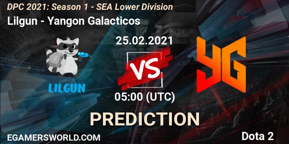 Lilgun - Yangon Galacticos: Maç tahminleri. 25.02.2021 at 05:00, Dota 2, DPC 2021: Season 1 - SEA Lower Division