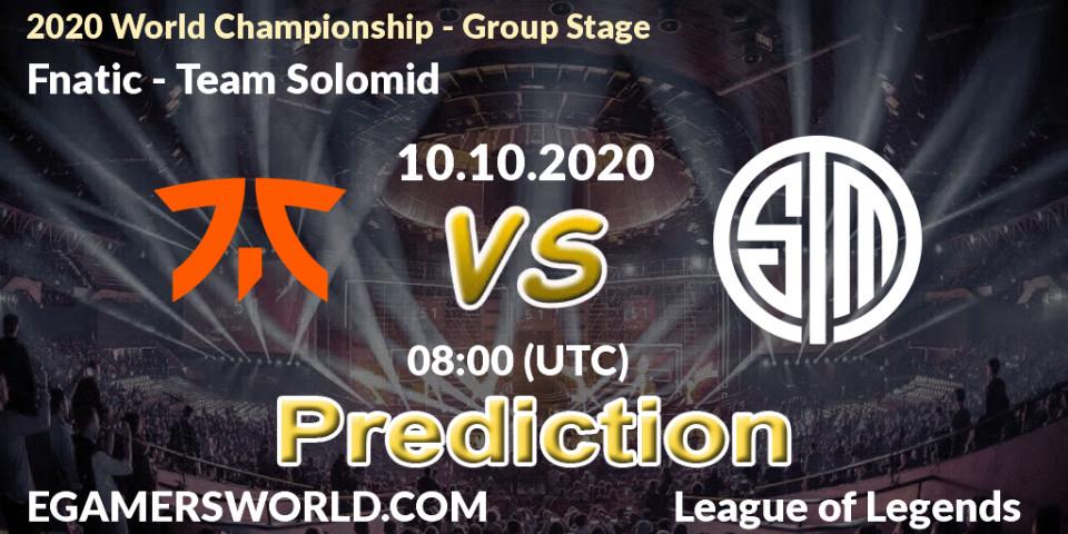Fnatic - Team Solomid: Maç tahminleri. 10.10.20, LoL, 2020 World Championship - Group Stage