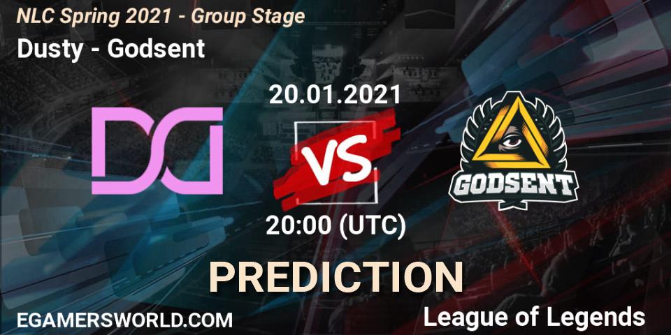 Dusty - Godsent: Maç tahminleri. 20.01.2021 at 20:00, LoL, NLC Spring 2021 - Group Stage