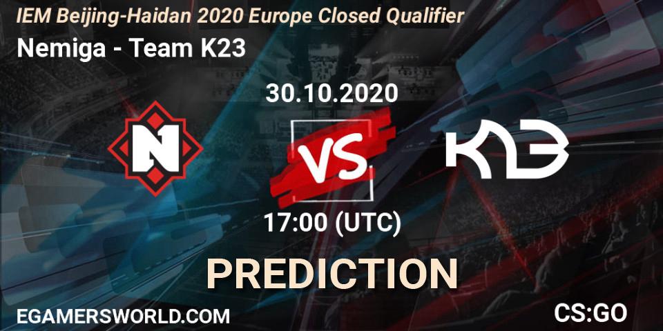 Nemiga - Team K23: Maç tahminleri. 30.10.2020 at 17:00, Counter-Strike (CS2), IEM Beijing-Haidian 2020 Europe Closed Qualifier