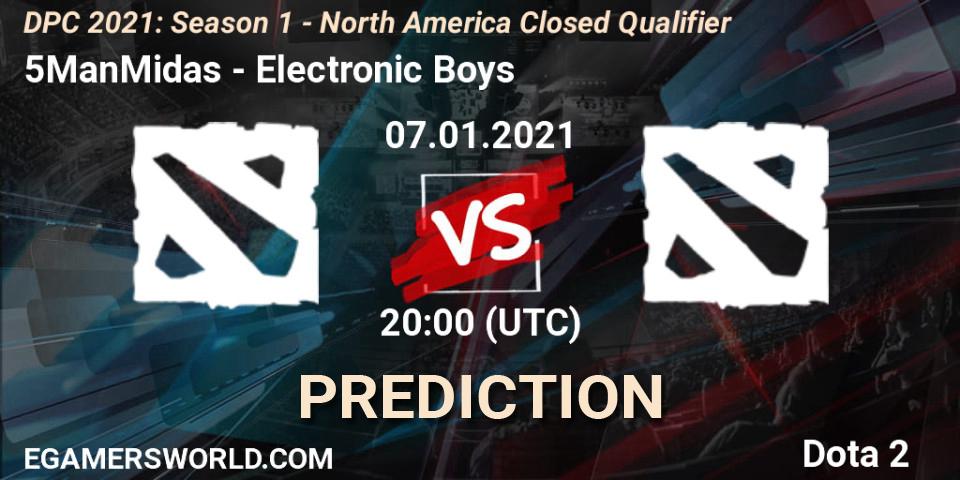 5ManMidas - Electronic Boys: Maç tahminleri. 07.01.2021 at 20:29, Dota 2, DPC 2021: Season 1 - North America Closed Qualifier