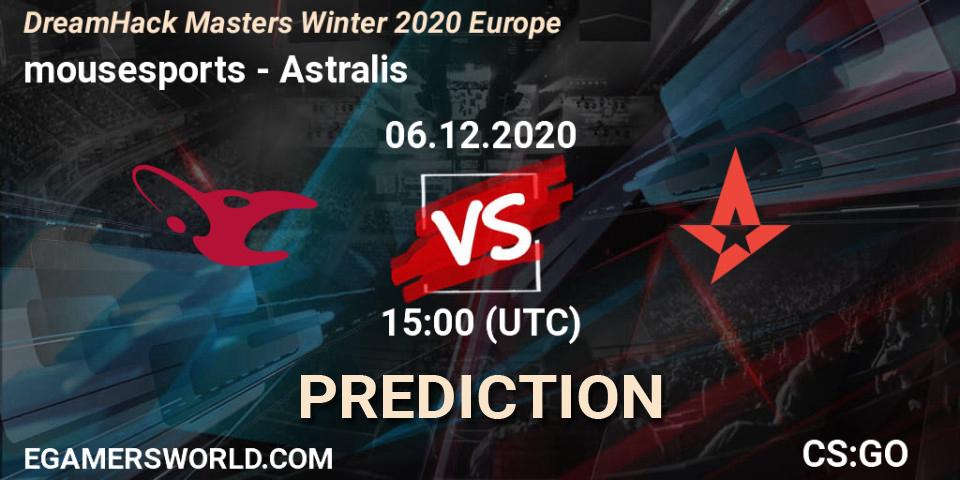 mousesports - Astralis: Maç tahminleri. 06.12.2020 at 15:00, Counter-Strike (CS2), DreamHack Masters Winter 2020 Europe
