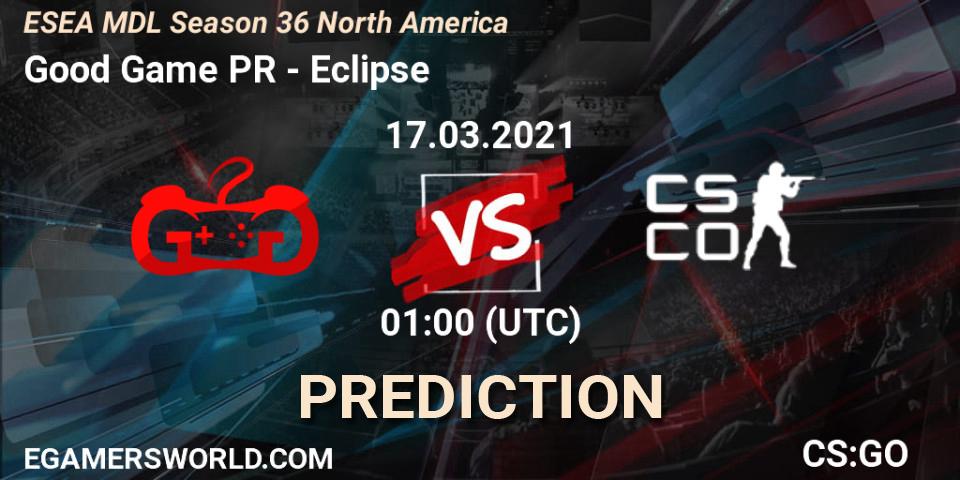 Good Game PR - Eclipse: Maç tahminleri. 17.03.2021 at 01:00, Counter-Strike (CS2), MDL ESEA Season 36: North America - Premier Division