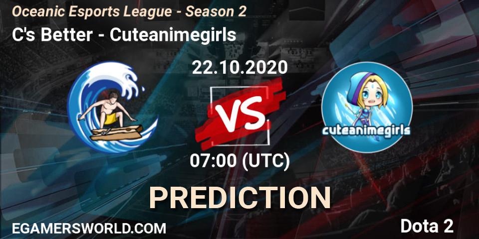 C's Better - Cuteanimegirls: Maç tahminleri. 22.10.2020 at 07:01, Dota 2, Oceanic Esports League - Season 2