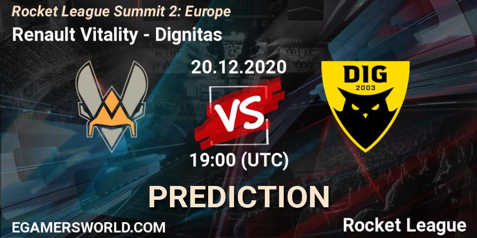 Renault Vitality - Dignitas: Maç tahminleri. 20.12.20, Rocket League, Rocket League Summit 2: Europe