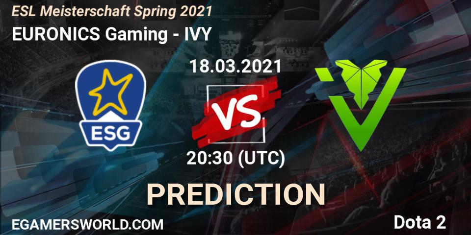 EURONICS Gaming - IVY: Maç tahminleri. 18.03.2021 at 20:33, Dota 2, ESL Meisterschaft Spring 2021