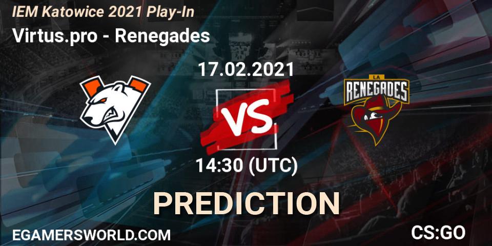 Virtus.pro - Renegades: Maç tahminleri. 17.02.2021 at 14:45, Counter-Strike (CS2), IEM Katowice 2021 Play-In