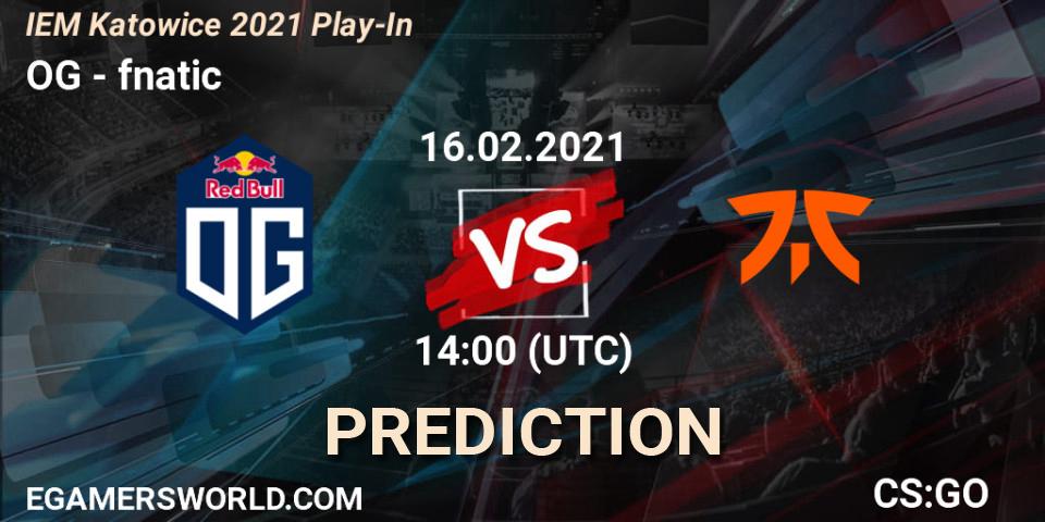 OG - fnatic: Maç tahminleri. 16.02.2021 at 14:00, Counter-Strike (CS2), IEM Katowice 2021 Play-In