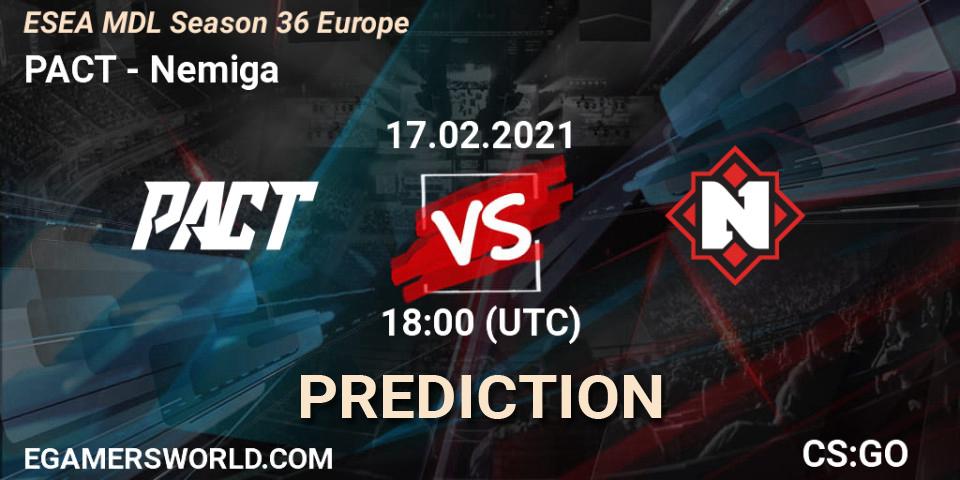 PACT - Nemiga: Maç tahminleri. 15.03.2021 at 18:00, Counter-Strike (CS2), MDL ESEA Season 36: Europe - Premier division