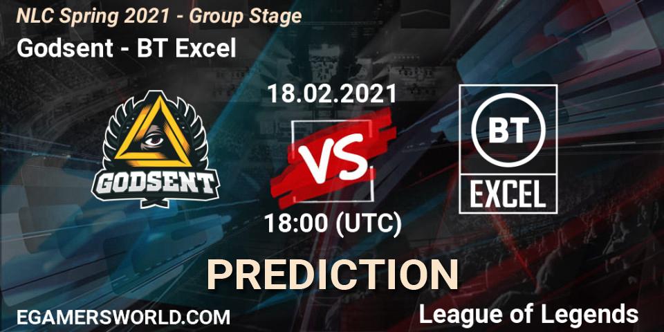 Godsent - BT Excel: Maç tahminleri. 18.02.2021 at 18:00, LoL, NLC Spring 2021 - Group Stage