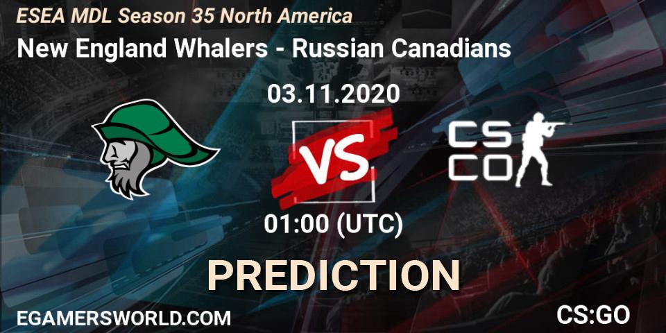 New England Whalers - Russian Canadians: Maç tahminleri. 03.11.2020 at 01:00, Counter-Strike (CS2), ESEA MDL Season 35 North America