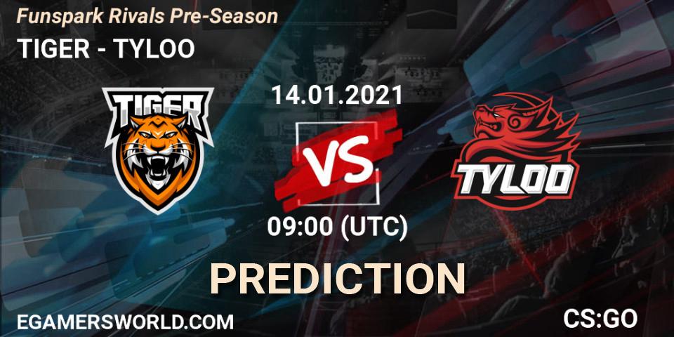 TIGER - TYLOO: Maç tahminleri. 14.01.2021 at 09:00, Counter-Strike (CS2), Funspark Rivals Pre-Season