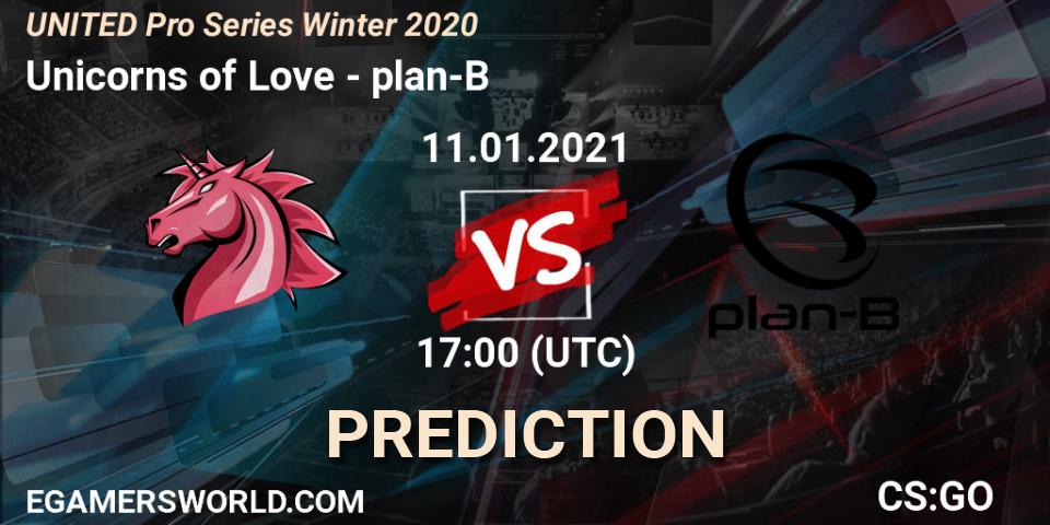 Unicorns of Love - plan-B: Maç tahminleri. 11.01.2021 at 17:00, Counter-Strike (CS2), UNITED Pro Series Winter 2020