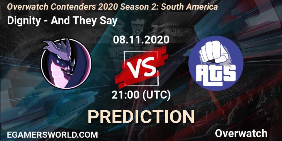 Dignity - And They Say: Maç tahminleri. 08.11.2020 at 21:00, Overwatch, Overwatch Contenders 2020 Season 2: South America