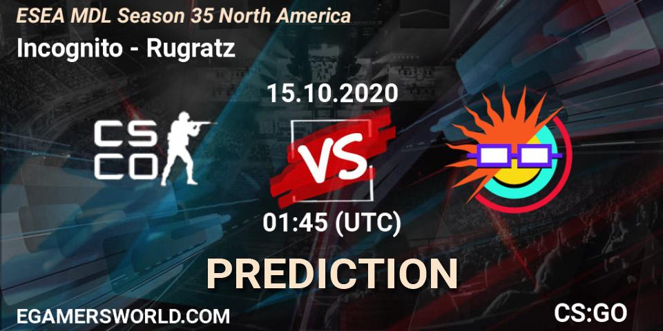 Incognito - Rugratz: Maç tahminleri. 21.10.2020 at 23:15, Counter-Strike (CS2), ESEA MDL Season 35 North America