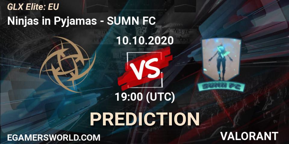 Ninjas in Pyjamas - SUMN FC: Maç tahminleri. 10.10.2020 at 20:30, VALORANT, GLX Elite: EU