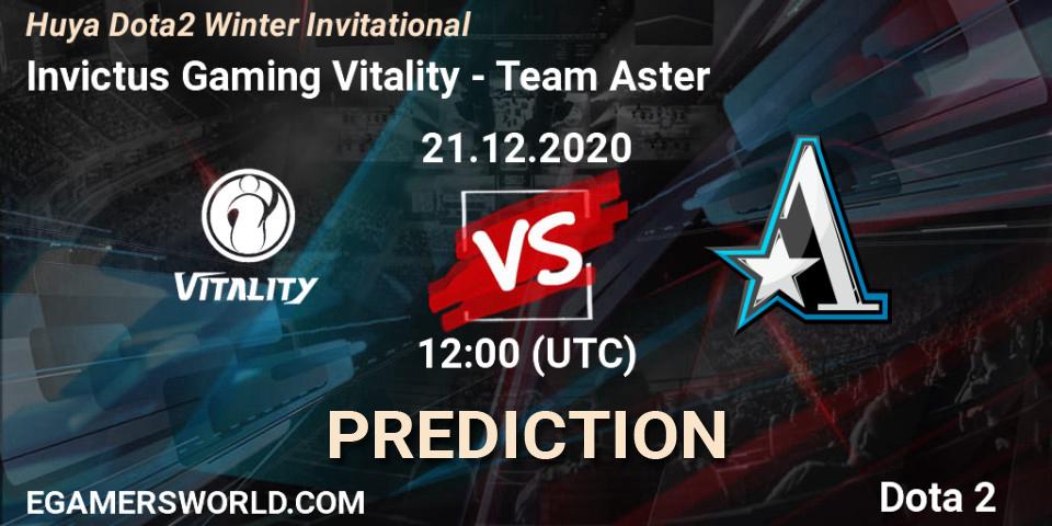 Invictus Gaming Vitality - Team Aster: Maç tahminleri. 21.12.2020 at 11:45, Dota 2, Huya Dota2 Winter Invitational