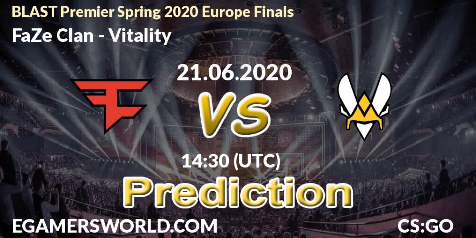 FaZe Clan - Vitality: Maç tahminleri. 21.06.2020 at 14:30, Counter-Strike (CS2), BLAST Premier Spring 2020 Europe Finals