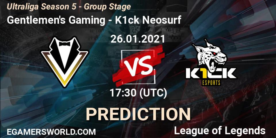 Gentlemen's Gaming - K1ck Neosurf: Maç tahminleri. 26.01.2021 at 17:30, LoL, Ultraliga Season 5 - Group Stage