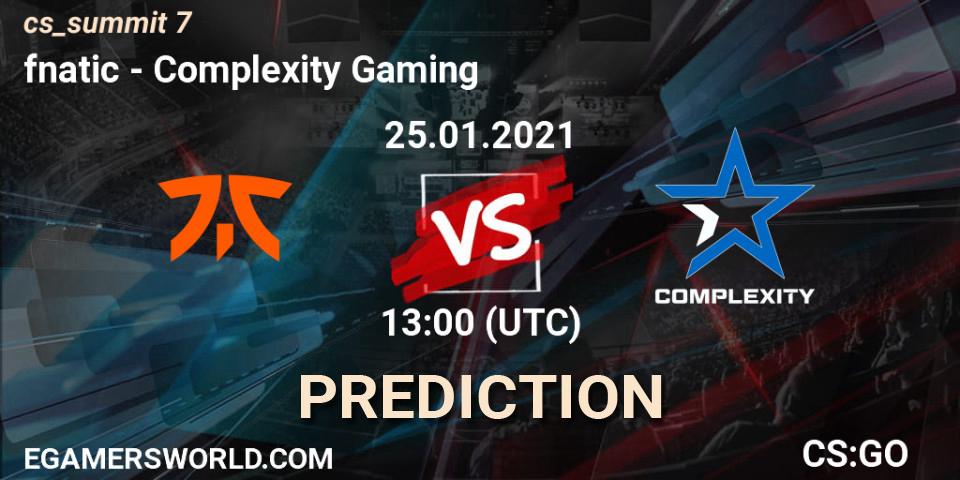 fnatic - Complexity Gaming: Maç tahminleri. 25.01.2021 at 13:05, Counter-Strike (CS2), cs_summit 7