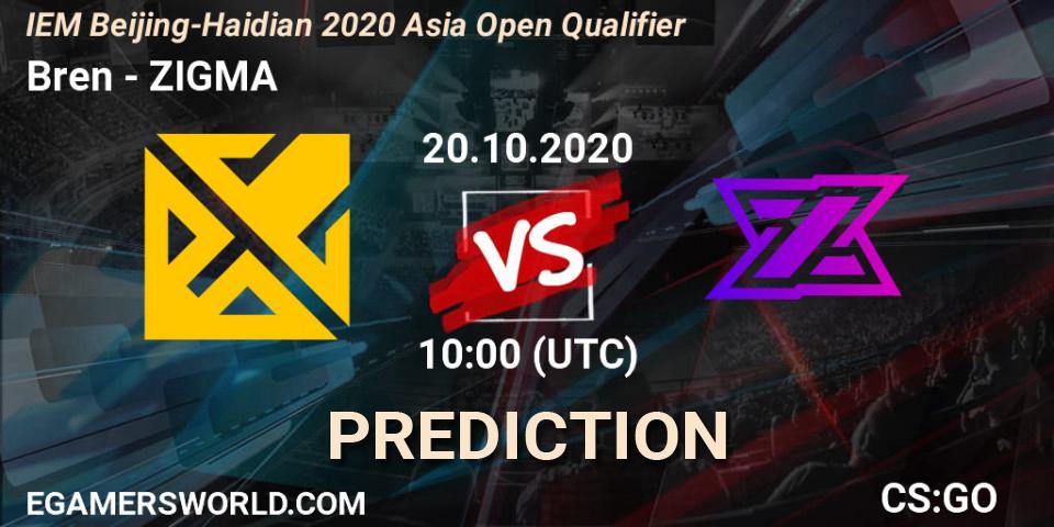 Bren - ZIGMA: Maç tahminleri. 20.10.2020 at 10:00, Counter-Strike (CS2), IEM Beijing-Haidian 2020 Asia Open Qualifier
