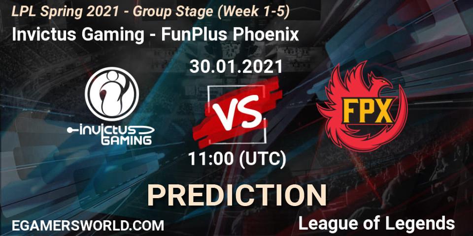 Invictus Gaming - FunPlus Phoenix: Maç tahminleri. 30.01.21, LoL, LPL Spring 2021 - Group Stage (Week 1-5)