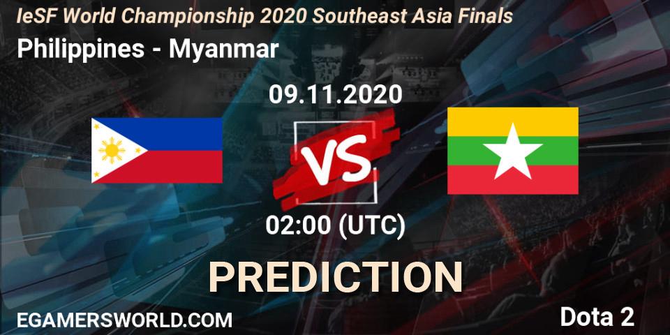 Philippines - Myanmar: Maç tahminleri. 09.11.2020 at 02:00, Dota 2, IeSF World Championship 2020 Southeast Asia Finals