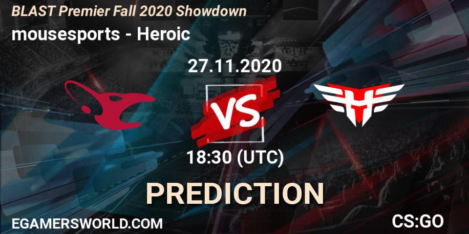 mousesports - Heroic: Maç tahminleri. 27.11.2020 at 19:15, Counter-Strike (CS2), BLAST Premier Fall 2020 Showdown