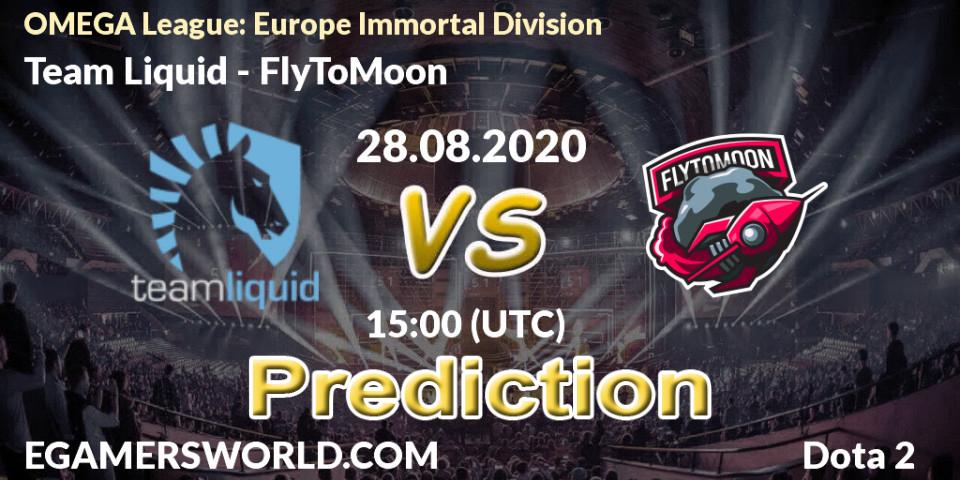 Team Liquid - FlyToMoon: Maç tahminleri. 28.08.2020 at 14:28, Dota 2, OMEGA League: Europe Immortal Division