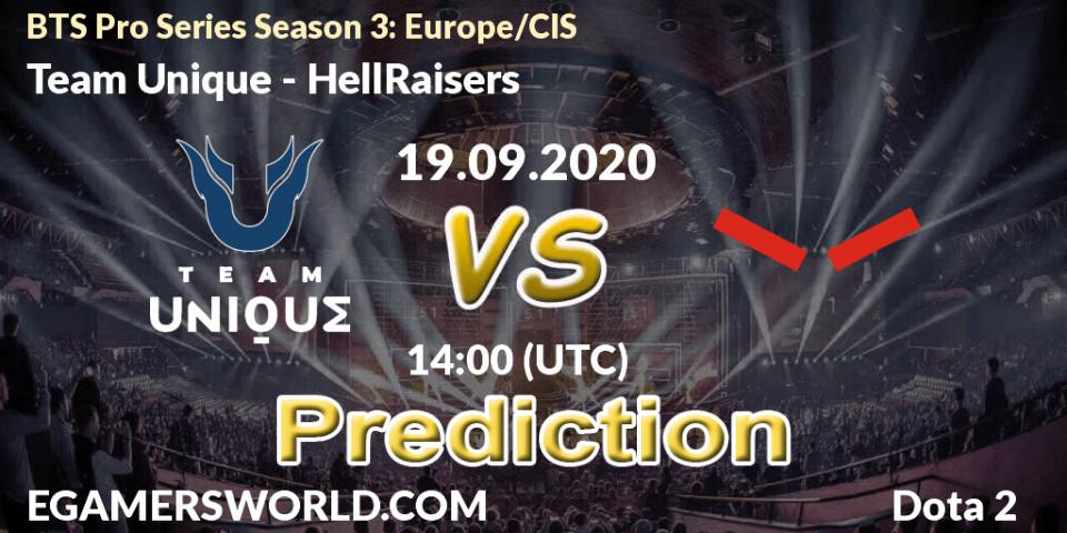 Team Unique - HellRaisers: Maç tahminleri. 19.09.2020 at 12:00, Dota 2, BTS Pro Series Season 3: Europe/CIS