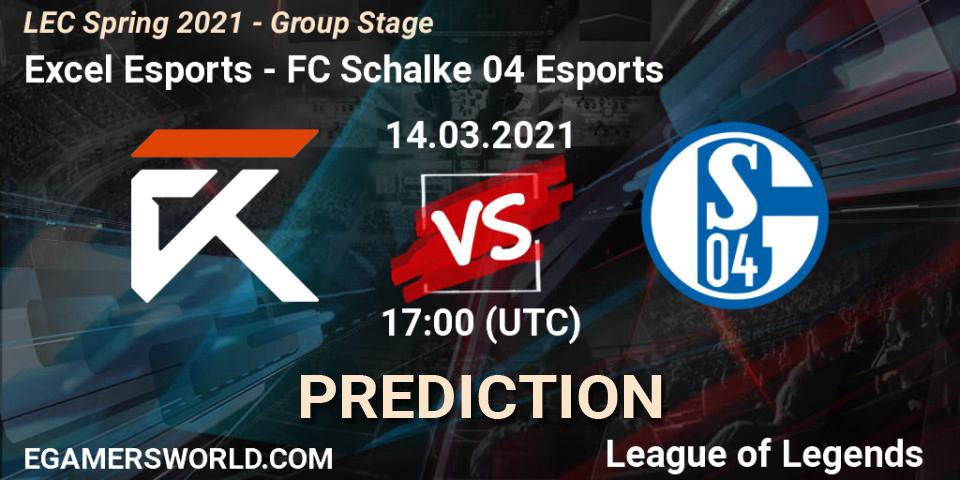 Excel Esports - FC Schalke 04 Esports: Maç tahminleri. 14.03.2021 at 17:00, LoL, LEC Spring 2021 - Group Stage