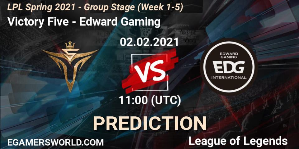 Victory Five - Edward Gaming: Maç tahminleri. 02.02.21, LoL, LPL Spring 2021 - Group Stage (Week 1-5)