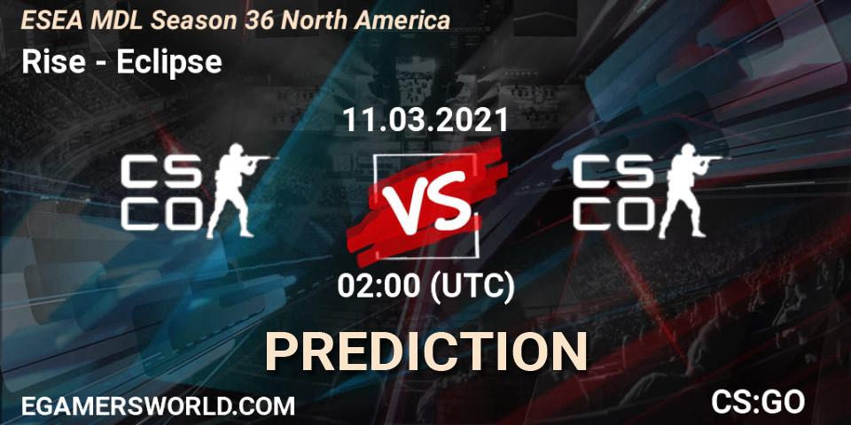 Rise - Eclipse: Maç tahminleri. 11.03.2021 at 02:10, Counter-Strike (CS2), MDL ESEA Season 36: North America - Premier Division