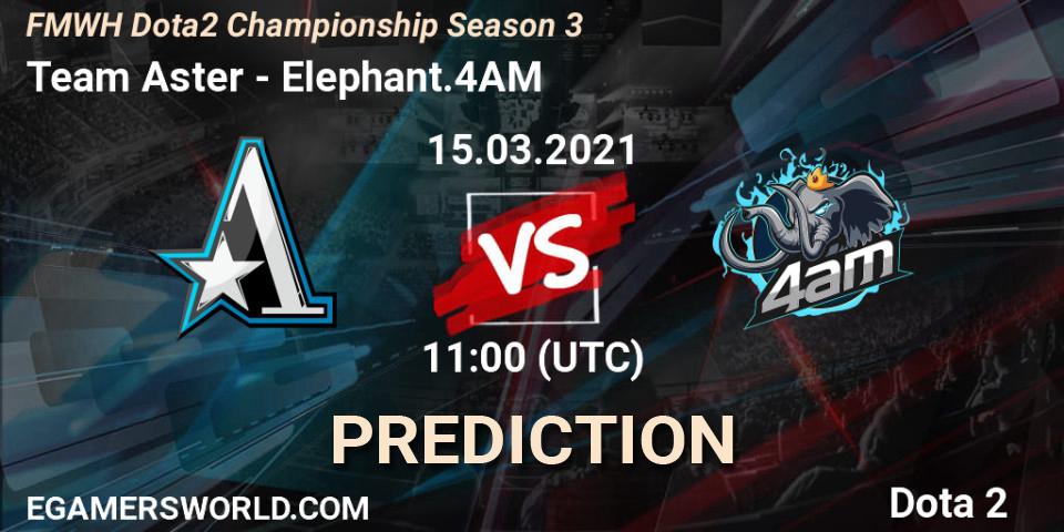 Team Aster - Elephant.4AM: Maç tahminleri. 15.03.2021 at 10:55, Dota 2, FMWH Dota2 Championship Season 3
