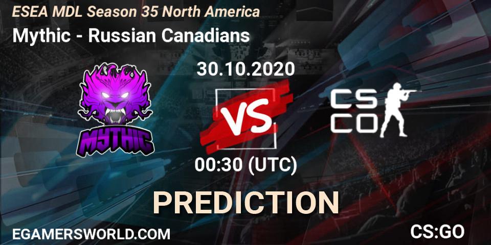Mythic - Russian Canadians: Maç tahminleri. 30.10.2020 at 00:30, Counter-Strike (CS2), ESEA MDL Season 35 North America