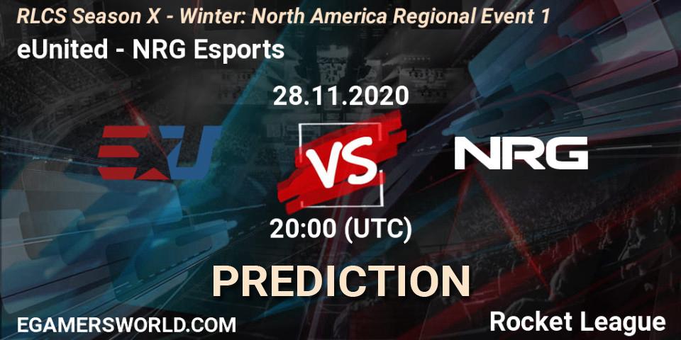 eUnited - NRG Esports: Maç tahminleri. 28.11.2020 at 20:00, Rocket League, RLCS Season X - Winter: North America Regional Event 1