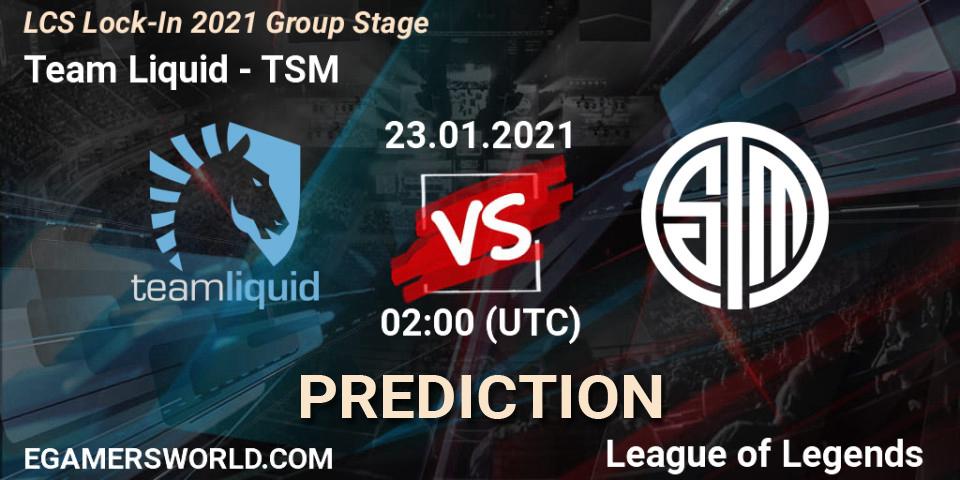 Team Liquid - TSM: Maç tahminleri. 23.01.2021 at 02:00, LoL, LCS Lock-In 2021 Group Stage