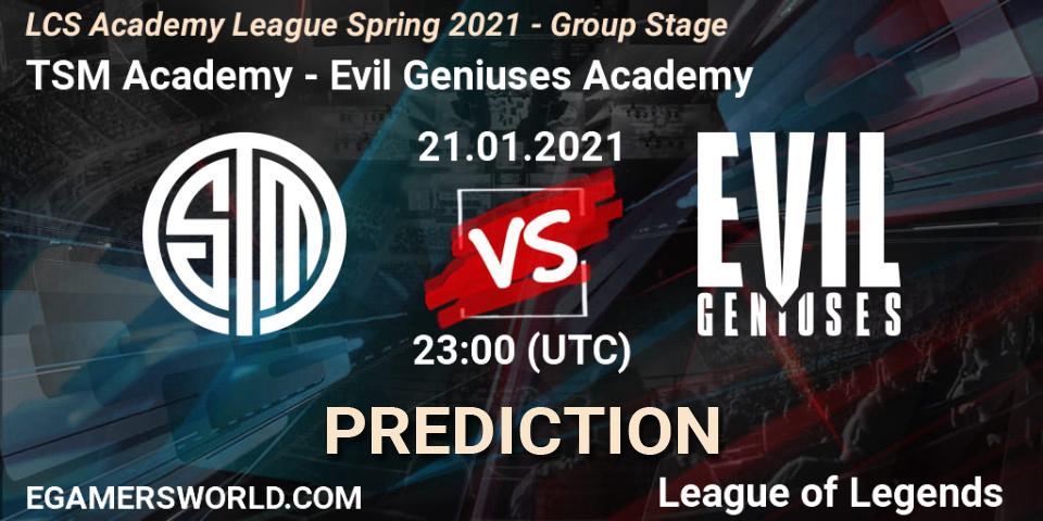 TSM Academy - Evil Geniuses Academy: Maç tahminleri. 21.01.2021 at 23:15, LoL, LCS Academy League Spring 2021 - Group Stage
