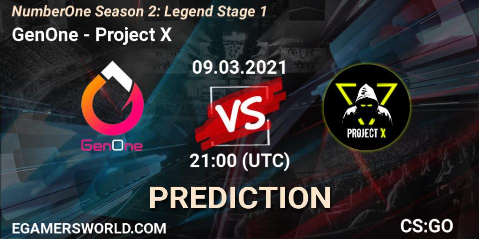 GenOne - Project X: Maç tahminleri. 09.03.2021 at 21:00, Counter-Strike (CS2), NumberOne Season 2: Legend Stage 1