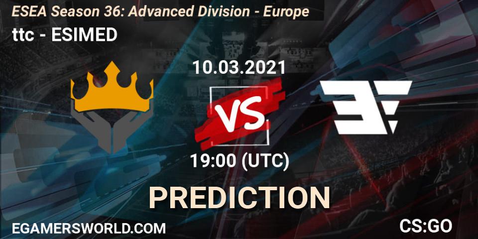 ttc - ESIMED: Maç tahminleri. 10.03.2021 at 19:00, Counter-Strike (CS2), ESEA Season 36: Europe - Advanced Division
