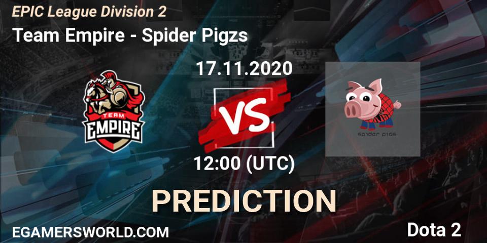 Team Empire - Spider Pigzs: Maç tahminleri. 17.11.2020 at 11:07, Dota 2, EPIC League Division 2