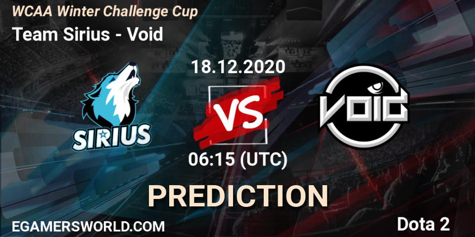 Team Sirius - Void: Maç tahminleri. 18.12.2020 at 06:47, Dota 2, WCAA Winter Challenge Cup