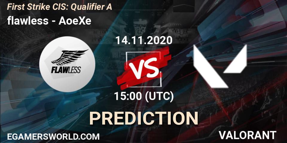flawless - AoeXe: Maç tahminleri. 14.11.2020 at 15:00, VALORANT, First Strike CIS: Qualifier A