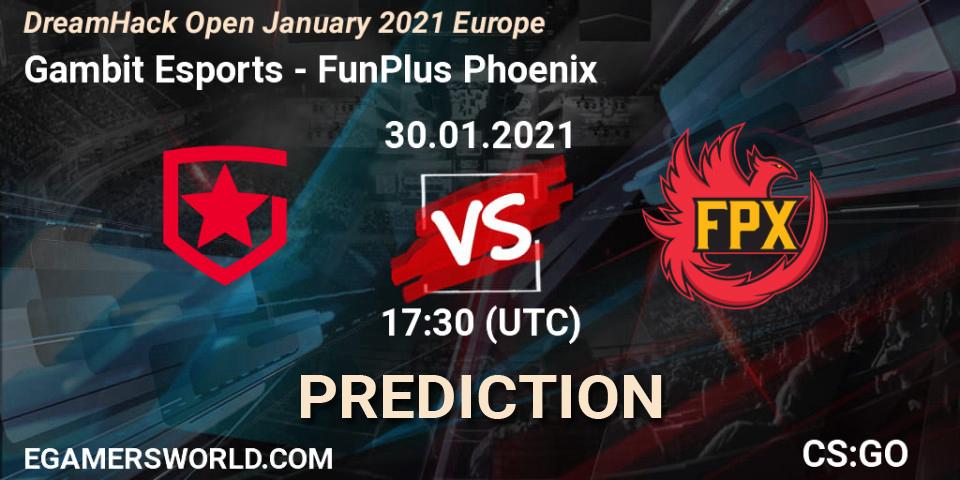 Gambit Esports - FunPlus Phoenix: Maç tahminleri. 30.01.2021 at 18:40, Counter-Strike (CS2), DreamHack Open January 2021 Europe