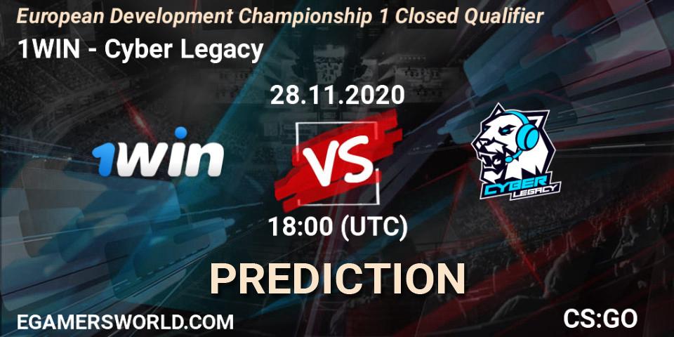1WIN - Cyber Legacy: Maç tahminleri. 28.11.2020 at 19:00, Counter-Strike (CS2), European Development Championship 1 Closed Qualifier