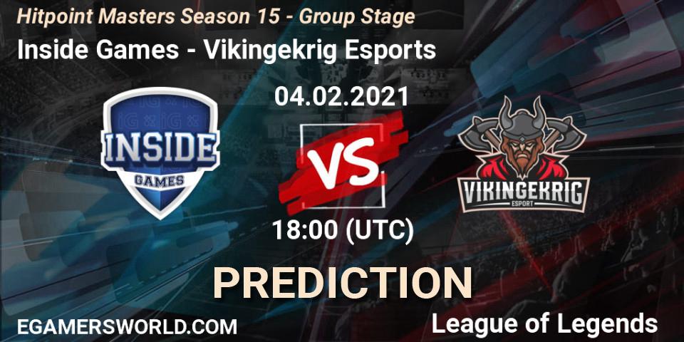 Inside Games - Vikingekrig Esports: Maç tahminleri. 04.02.2021 at 18:30, LoL, Hitpoint Masters Season 15 - Group Stage