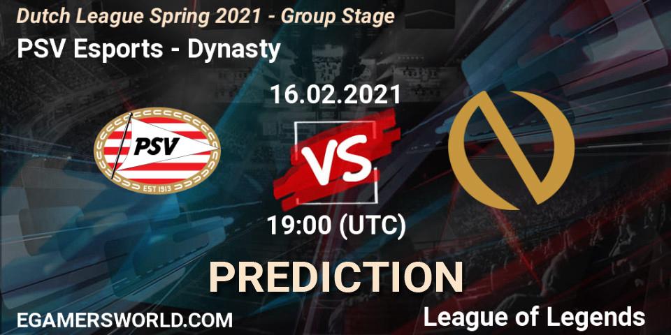 PSV Esports - Dynasty: Maç tahminleri. 16.02.2021 at 19:00, LoL, Dutch League Spring 2021 - Group Stage