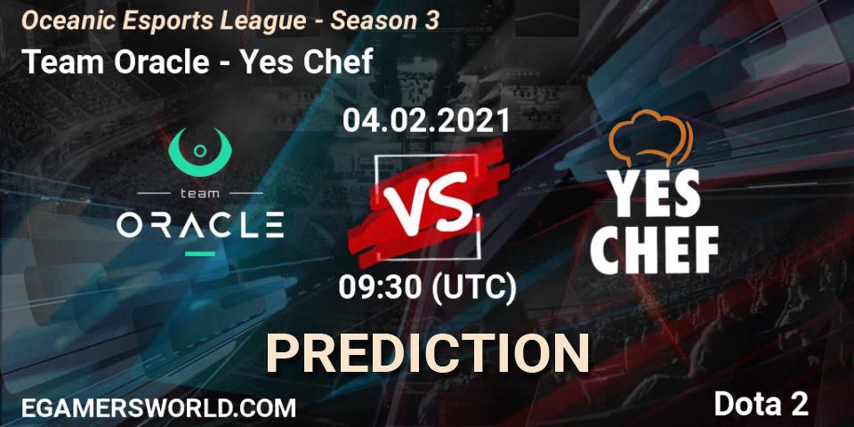 Team Oracle - Yes Chef: Maç tahminleri. 04.02.2021 at 09:36, Dota 2, Oceanic Esports League - Season 3