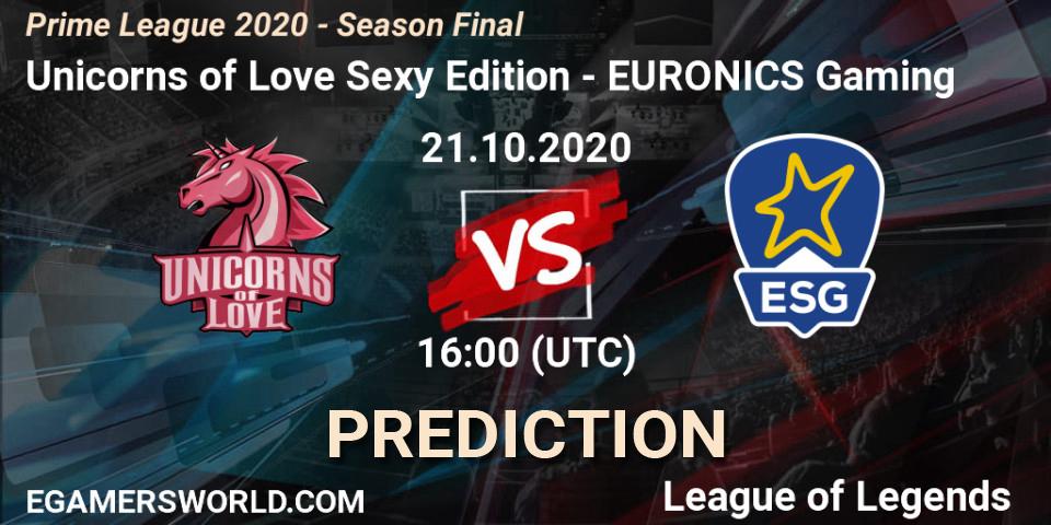Unicorns of Love Sexy Edition - EURONICS Gaming: Maç tahminleri. 21.10.20, LoL, Prime League 2020 - Season Final